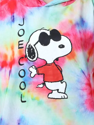 Vista 2 de INTIMO Peanuts Snoopy Joe Cool Tie Dye - Conjunto de pijama con capucha para mujer