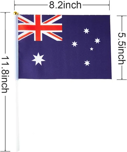 Vista 3 de Bandera de Australia Bandera Australiana, Pequeña Mini Bandera de Australia de Mano con Palo, Ideal para Fiestas, Desfiles, Eventos Deportivos
