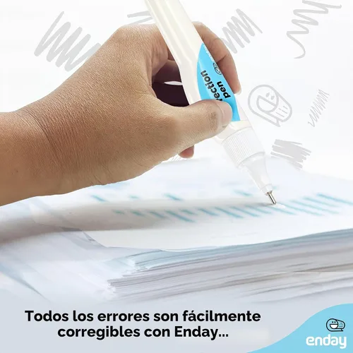 Vista 6 de Emraw Enday Correction Pen (4 unidades) - Líquido corrector de 0.2 onzas líquidas (0.2 fl oz) con punta de metal líquido corrector blanco.