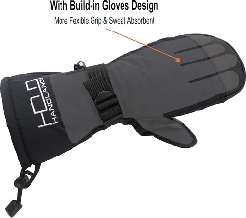 Vista 4 de HANDLANDY Guantes de esquí impermeables de invierno para hombres y mujeres, 3M Thinsulate resistentes al viento, guantes de nieve cálidos, guantes