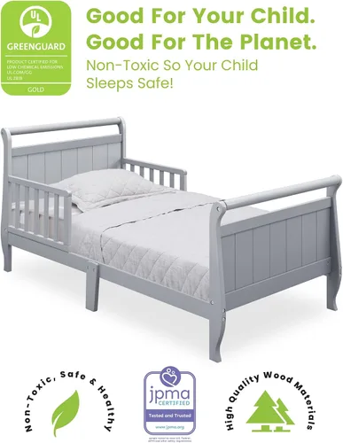 Vista 4 de Delta Children - Cama de madera estilo carruaje para niños pequeños, color gris