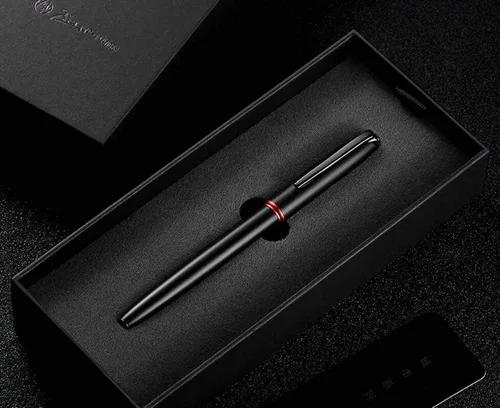 Vista 14 de erofa Picasso 916 - Pluma estilográfica negra mate con caja, bolígrafo de caligrafía doblada de titanio negro