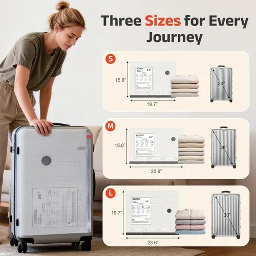 Vista 6 de IDEATECH Bolsas de vacío de viaje con bomba USB, bolsas de sellado al vacío ahorradoras de espacio para ropa y equipaje, bolsas de embalaje