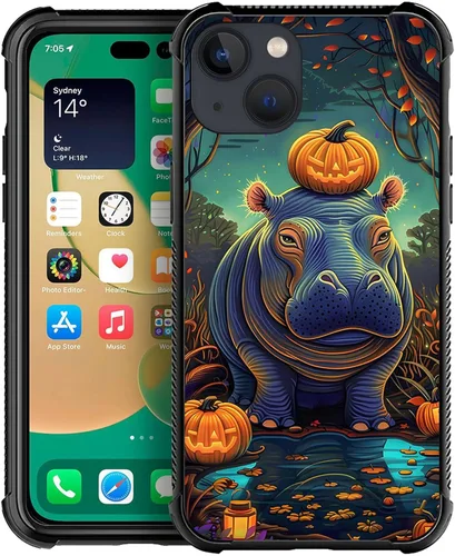Vista 24 de ZHEGAILIAN Funda compatible con iPhone 14, fundas de caballo de baile de cristal de colores, parte trasera de vidrio templado+funda protectora