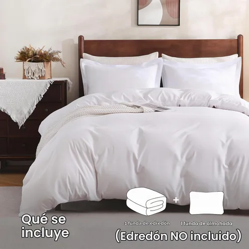 Vista 2 de FreshCulture Funda de edredón individual – Juego de funda de edredón de microfibra de 2 piezas con cierre de cremallera – Ligero y de fácil cuidado
