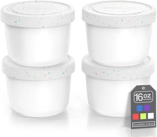 Vista 8 de BALCI - Mini recipientes de helado de 8 onzas con tapas de silicona (juego de 4) - Contenedores de almacenamiento de alimentos para congelador Azul