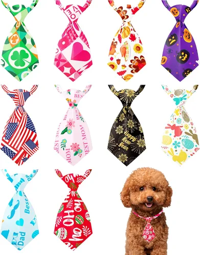 Vista 37 de PET SHOW Paquete de 10 corbatas para perros de feliz cumpleaños, XS
