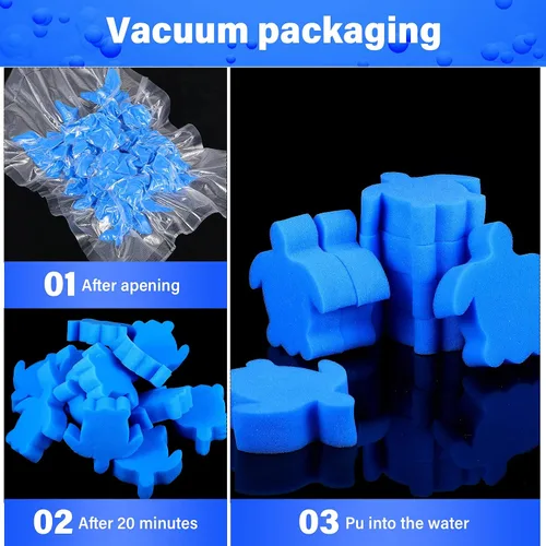 Vista 3 de Chuangdi 24 esponjas para bañera de hidromasaje, absorción de espuma de aceite de tortuga para spa y piscina (azul)