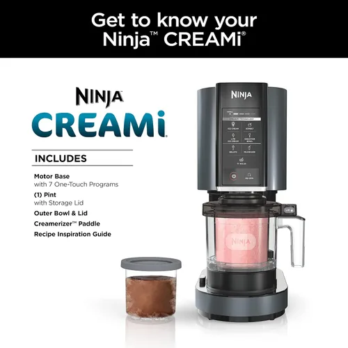 Vista 3 de Ninja CREAMi - Máquina para hacer helados 7 en 1, incluye (5) pintas, para helado, gelato, sorbete, batidos, mezclas, cuencos para batidos y más