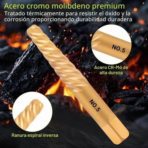 Vista 3 de Juego de extractor de tornillos dañados, juego de 7 piezas de extractor de pernos fácil de quitar para quitar fácilmente pernos rotos, tornillos