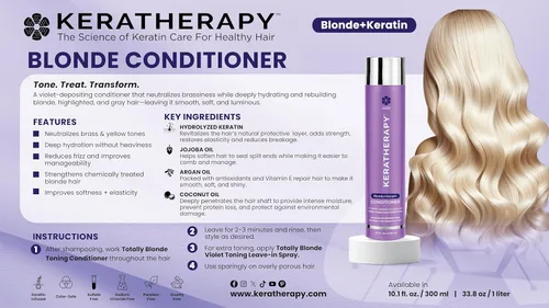 Vista 3 de KERATHERAPY Acondicionador tonificante violeta totalmente rubio con infusión de queratina, 10.1 onzas líquidas, 10.1 fl oz – Terapia de queratina