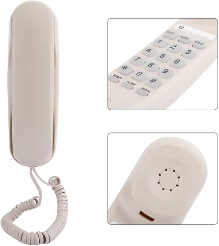 Vista 4 de Teléfono Teléfonos de montaje en pared Teléfono fijo Teléfono montado en la mesa Teléfono de doble propósito para Hotel Habitación de huéspedes