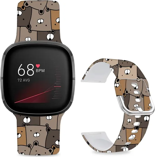 Vista 14 de Correas de reloj de dibujos animados con estampado floral compatibles con Fitbit Versa 4/Versa 3/Fitbit Sense 2/Sense Band de silicona suave