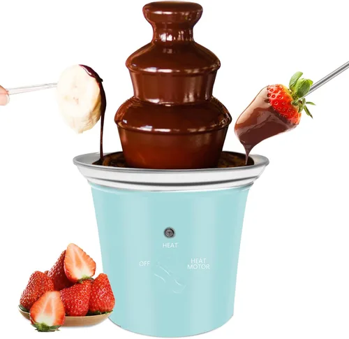 Vista 9 de Máquina Mini Fuente de Chocolate Eléctrica Pequeña Fuente de Fondue de Chocolate para Fiesta para Caramelos Mantequilla Queso (Negro)