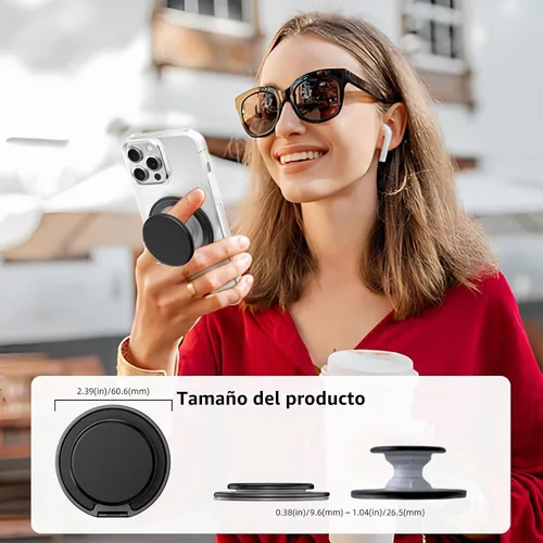 Vista 7 de AUROX - Agarre magnético para teléfono MagSafe, color negro transparente Transparente negro