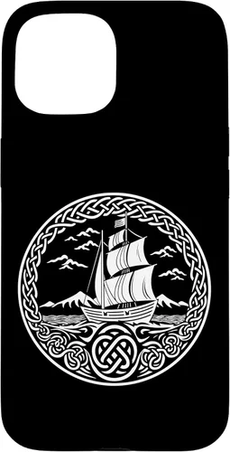 Vista 6 de Funda para iPhone 11 Pro Max Ship Sailing de mitología nórdica con nudos celtas
