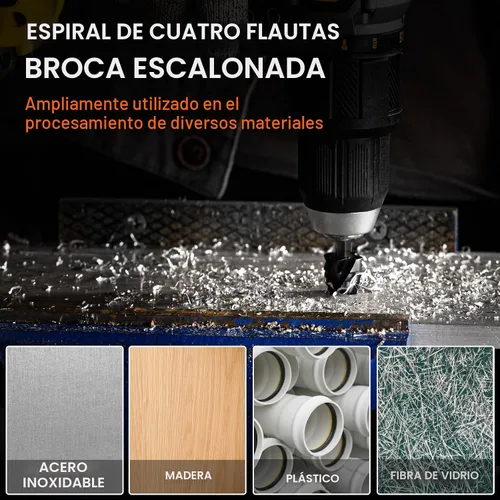 Vista 6 de THINKWORK Juego de 9 brocas HSS en espiral de paso en espiral de 1/4"-3/4" para aluminio, metal, plástico, madera