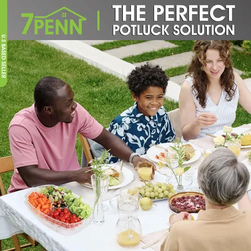 Vista 3 de 7Penn Bandeja acrílica para servir aperitivo, 4 compartimentos, bandeja refrigerada transparente con tapa abatible para bandeja de hielo