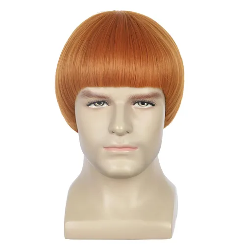 Vista 2 de yuehong Peluca corta de jengibre con corte de tazón de jengibre para hombre Corte de jengibre