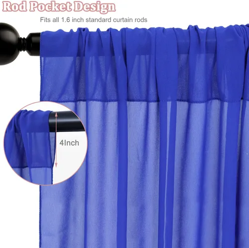 Vista 4 de FOTSHARER Cortinas de techo azules para decoración de boda, 5 x 10 pies, 6 paneles de tela de techo, cortinas de arco de boda, cortinas de gasa
