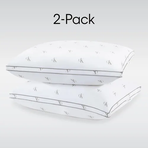 Vista 6 de Calvin Klein Logo Medium 20 x 36 pulgadas - Juego de 2 almohadas de cama para dormir, color blanco