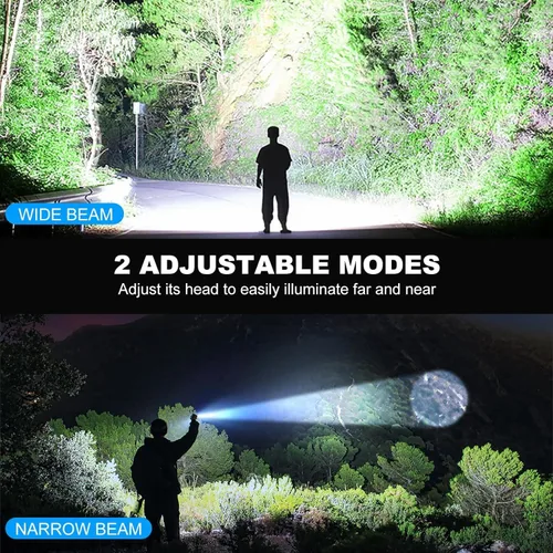 Vista 5 de Kmivo 3 Pack Rechargeable Flashlight High Lumens, 990,000 Lumens Bright LED Flashlights with Adjustable Focus, 5 Modes, IPX7 Waterproof Powerful
