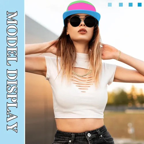 Vista 6 de Gorra de nailon ajustable retro de los años 80 y 90 Ala azul neón