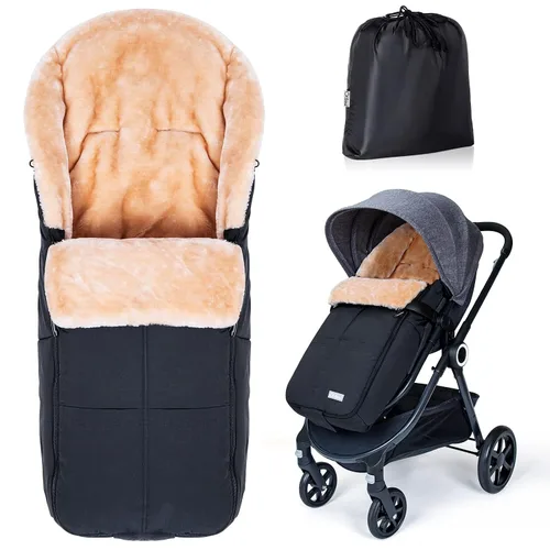 Vista 10 de Orzbow Saco universal para cochecito, bolsa de invierno para cochecito de bebé, saco de dormir cálido de forro polar coral para clima frío