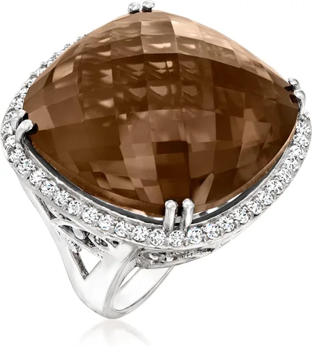 Vista 3 de Ross-Simons 45.00 Carat Smoky Quartz and 2.80 ct. t.w. White Topaz Ring in Sterling Silver