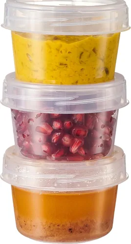 Vista 6 de PLASTICPRO Paquete de 6 recipientes de almacenamiento de alimentos con tapa giratoria con rosca transparente, recipientes reutilizables