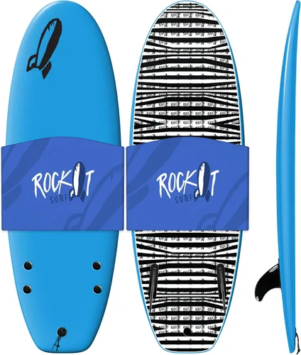 Vista 11 de Rock-It - Tabla de surf CHUB Soft Top de 4 pies y 10 pulgadas, para niños y mini, fácil de remar y maniobrable para principiantes Amarillo
