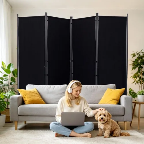 Vista 15 de Pantalla de pared divisora de habitación de 4 paneles de ancho para Beige