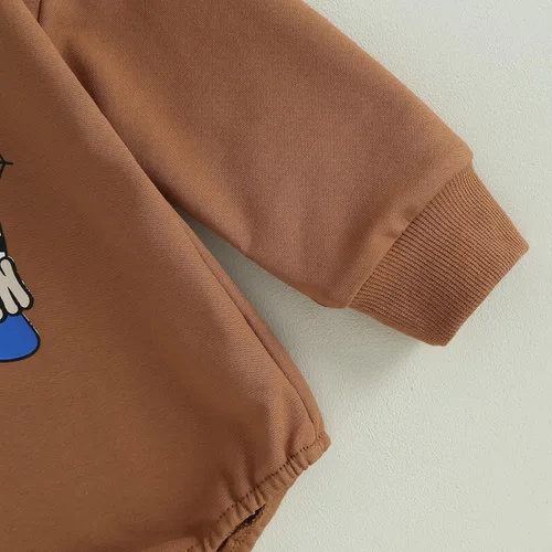 Vista 5 de Shejingb Ropa de bebé de Halloween para niñas y niños, sudadera con cuello redondo, enterizo divertido con letras impresas, enterizo de burbujas