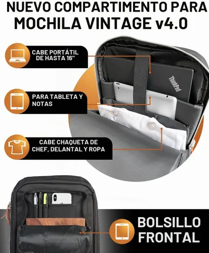 Vista 4 de Chef Sac Mochila vintage para cuchillos de chef, más de 30 bolsillos para cuchillos y herramientas de chef, funda de transporte de cuchillos