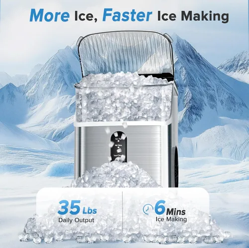 Vista 2 de Nugget Ice Maker Encimera, máquina de hielo portátil de 35 libras/24 horas