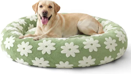 Vista 9 de JOEJOY - Cama redonda para perros pequeños con forma de dona jacquard, azul Azul nube