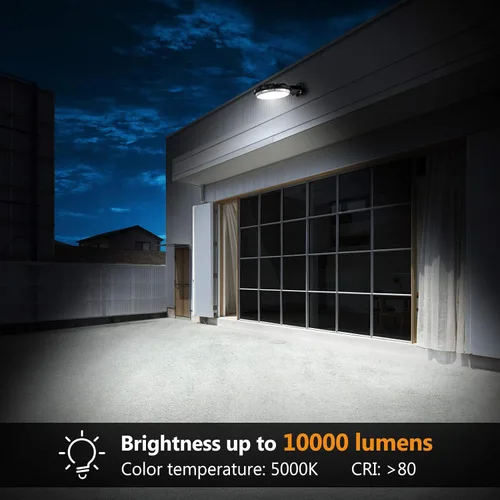 Vista 7 de Viugreum Paquete de 2 luces LED de granero de 100 W, 12000 lm, iluminación exterior del anochecer al amanecer, luz de jardín IP65 impermeable 5000 K