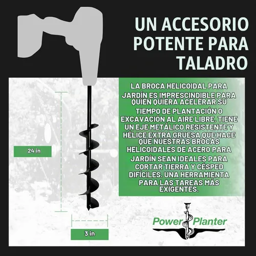 Vista 6 de Power Planter foco de 3 x 24 pulgadas de Longitud extendida & Ropa De Cama Plant Barrena..., Negro