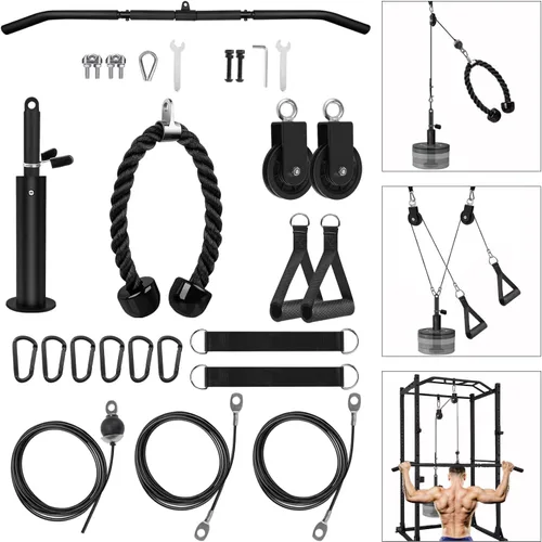 Vista 9 de LFJ Sistema de Poleas con Cable LAT para Jalones y Levantamiento de Peso, Accesorio de Polea de Máquina con Cable para Jalones de Tríceps, Curl