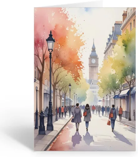 Vista 7 de Stonehouse Collection Tarjetas de notas de acuarela de la Torre Eiffel de París, juego de 10 con sobres, interior en blanco, fabricadas