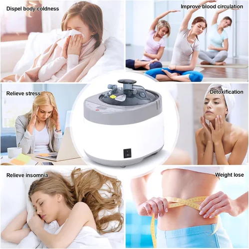 Vista 7 de Smartmak Vaporizador de sauna, generador de olla de vapor portátil de 4 litros mejorado de 1500 W con control remoto, máquina de spa con pantalla