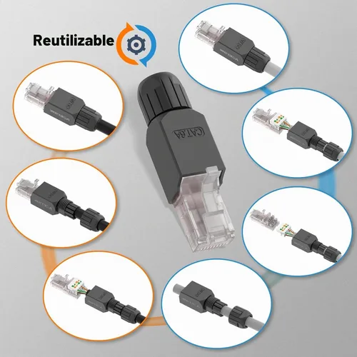 Vista 8 de VCELINK Conector RJ45 Cat6 sin herramientas, paquete de 6, chapado en oro