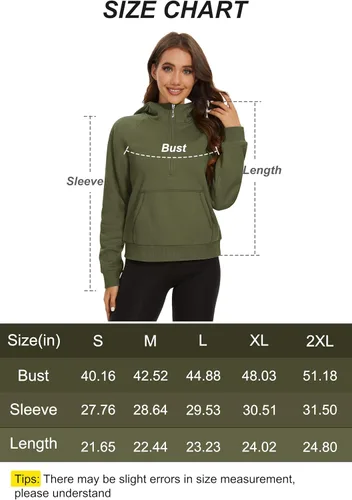 Vista 6 de MAGCOMSEN Sudaderas con capucha para mujer, con forro polar, cremallera de 12, manga larga, con bolsillo tipo canguro