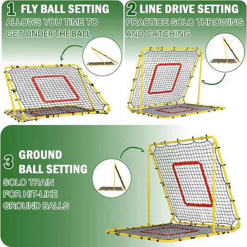 Vista 19 de BaseGoal Baseball Rebounder Net with Pitching Target,Easy Adjustable Angles Multi-Sport Training Rebound Screen, multi-angle pitch back; Strike