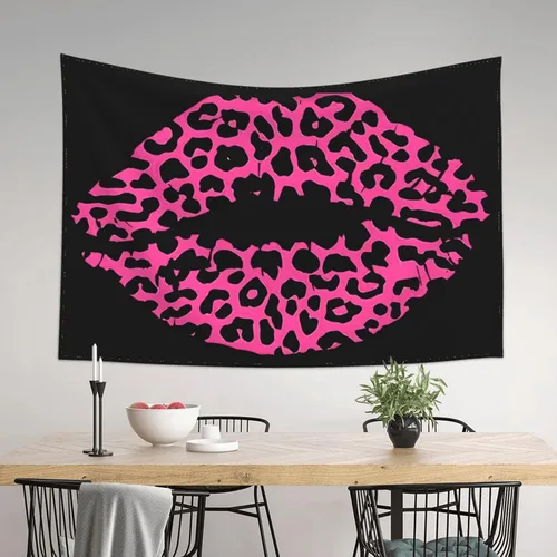 Vista 11 de KOSUES Tapiz de labios de beso rosa intenso de los 80 para colgar en la pared, fondo de pared para habitación, póster de arte estético