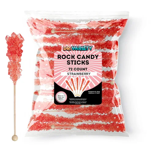 Vista 8 de Blue Rock Candy Sticks '72 Pack' – Roca de cristal de azúcar Razz azul envuelta individualmente a granel – Perfecto para recuerdos de fiesta, bodas