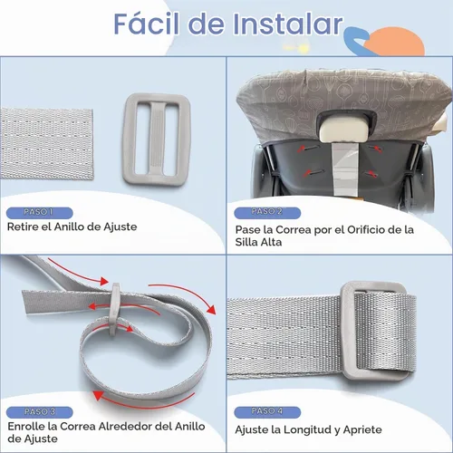 Vista 2 de Cinturón de seguridad de 5 puntos para bebés y niños, correas de repuesto universales ajustables para silla de bebé, material resistente y cómodo