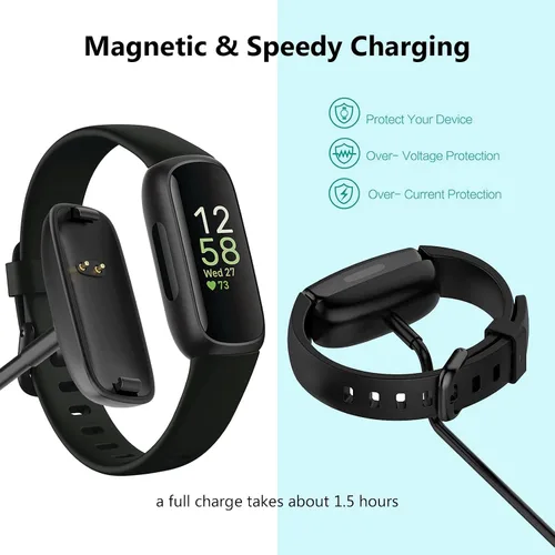 Vista 3 de Cargador de pared rápido para Fitbit Inspire 2, Cargador Fit bit Ace 3 para niños, Cable de carga USB de repuesto para Fitbit Inspire 2 HR