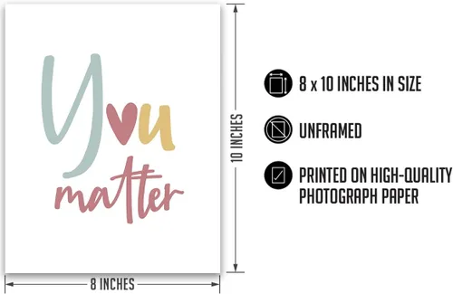 Vista 3 de Govivo Psicólogo escolar, decoración de oficina de asesoramiento, decoración de pared con texto en inglés "You Matter Mental" (You Matter Mental)