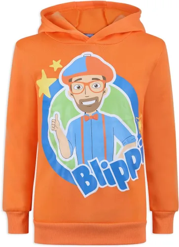 Vista 5 de Blippi Sudadera con capucha y cremallera para niños pequeños y pequeños, color azulnaranja